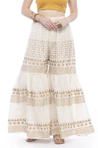 Cotton Off White Gold Print With Gota Sharara