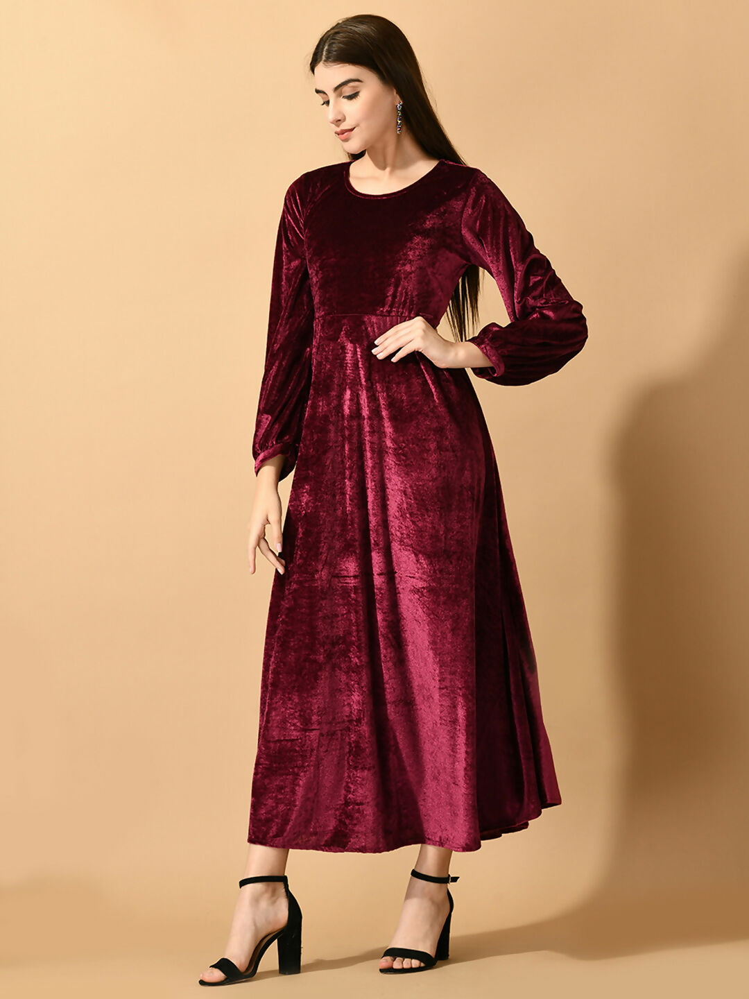 Myshka Women's Violet Fit and Flare Party Dress - Distacart