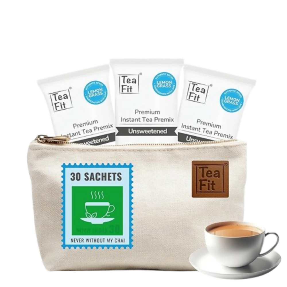 TeaFit Premium NO SUGAR Instant Lemongrass Tea Premix - Travel Pack - Distacart