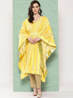 Ahalyaa Women's Traditional Wear kaftan Kurta - Yellow