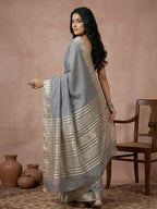 Shree Shyam Fashion Gray Cotton Saree - Distacart