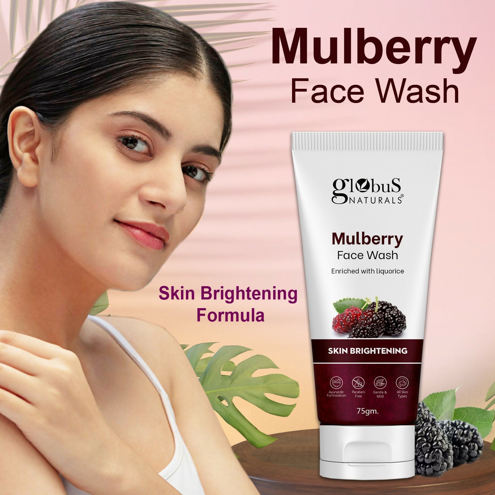 Globus Naturals Mulberry Fairness Face Wash, Suitable For All Skin Types - Distacart