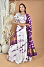 Morchari Women Tai Dai And Hand Embroidery Lehenga-Purple