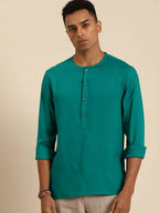 Sea Green Men Rayon Solid Opaque Casual Shirt - Mahotsav