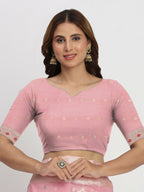 Shree Shyam Fashion Linen Cotton Light Pink Saree - Distacart