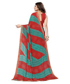 Vamika Red Georgette Printed With Lace Saree (MANYA RED RAMA) - Distacart