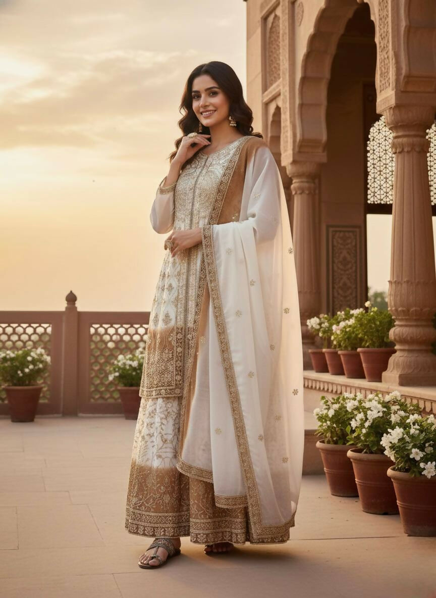 Teeya Creation Multi Color Star Georgette Heavy Embroidery Work Functional Wear Salwar Suit - Distacart