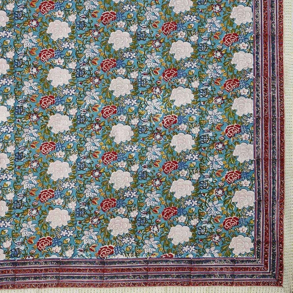 Premium Jaipuri Hand Block Printed Traditional Cotton Queen Bedsheet with 2 Pillow Covers