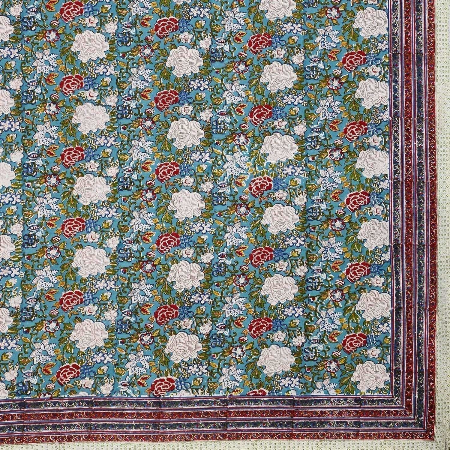 Premium Jaipuri Hand Block Printed Traditional Cotton Queen Bedsheet with 2 Pillow Covers