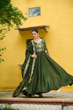 Joban Fashion Green Silk Sequence Embroidery Work Kurta Set - Distacart
