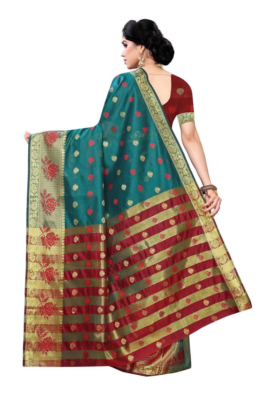 Vamika Banarasi Jaquard Rama Green Weaving Saree