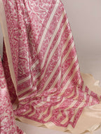 Vastranavya Salmon Tussar Silk Printed Saree with Unstitched Blouse - Distacart