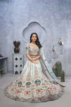 Kesar Fab Blue Silk Embroidered Lehenga