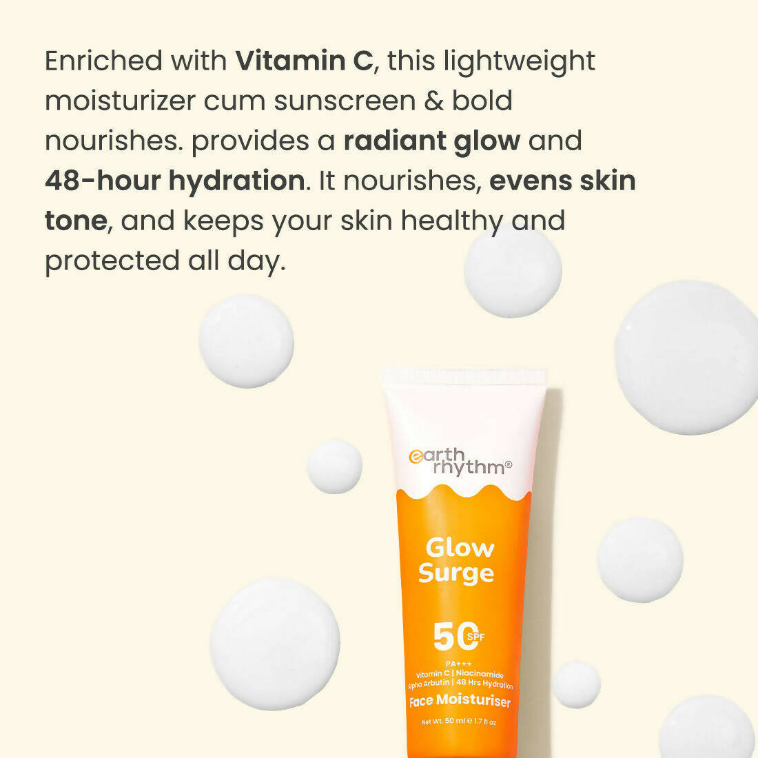 Earth Rhythm Glow Surge 2 - In - 1 Serum Sunscreen & Face Moisturizer With SPF 50++++, Vitamin C