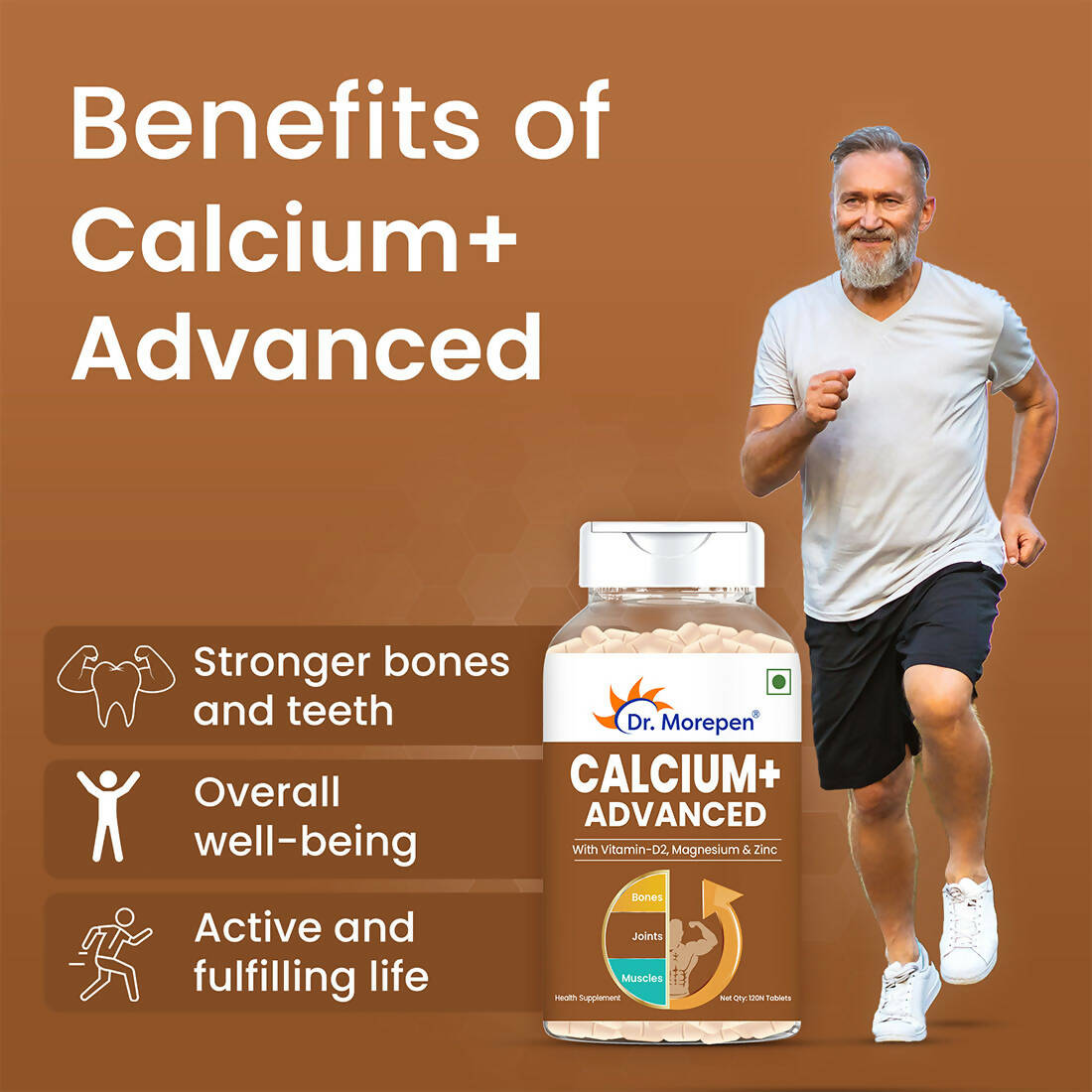 Dr. Morepen Calcium+ Advanced Tablets with Vitamin - D2, Magnesium & Zinc - Distacart