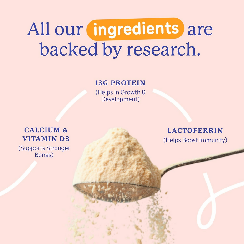 Gritzo SuperMilk Growth+ (Formerly Height+) Unsweetened Drink Mix (13+y Boys), 13g Protein Powder (Creamy Vanilla)