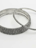 NVR Women's Set of 6 Silver-Toned German Silver Oxidised Bangles - Distacart