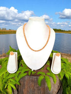 Inhanns Crystal Bloom – Single Line Necklace + Studs - Peach