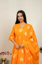 Joban Fashion Orange Tie & Dye Cotton Suit Set - Distacart