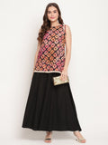 Ahalyaa Women's Black Crepe Digital Shibori Print Top Palazzo Set - Distacart