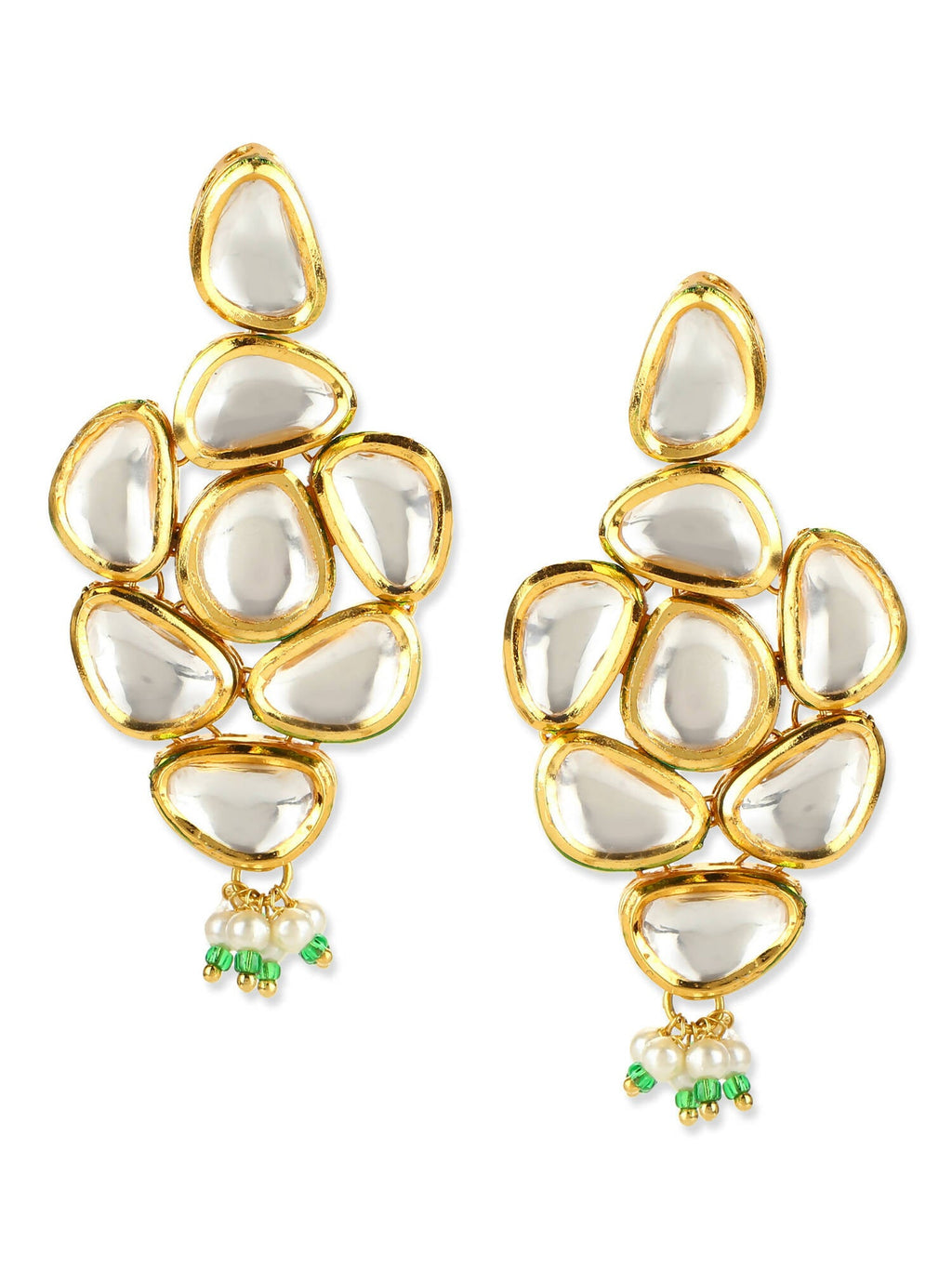 Gold Plated Kundan Studs Earrings - Ruby Raang - Distacart