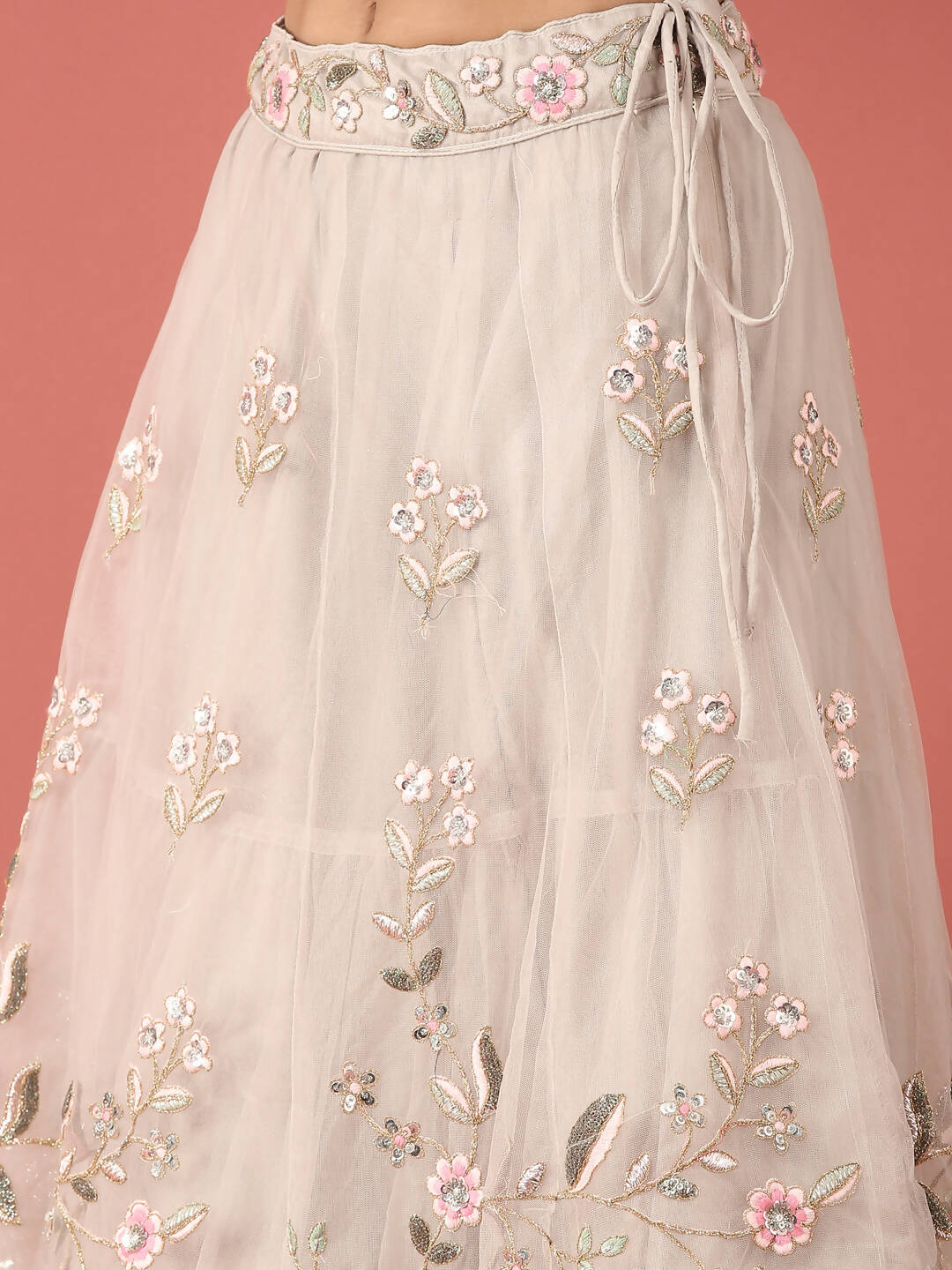House of Panchhi Grey Net Sequinse Work Lehenga & Blouse, Dupatta