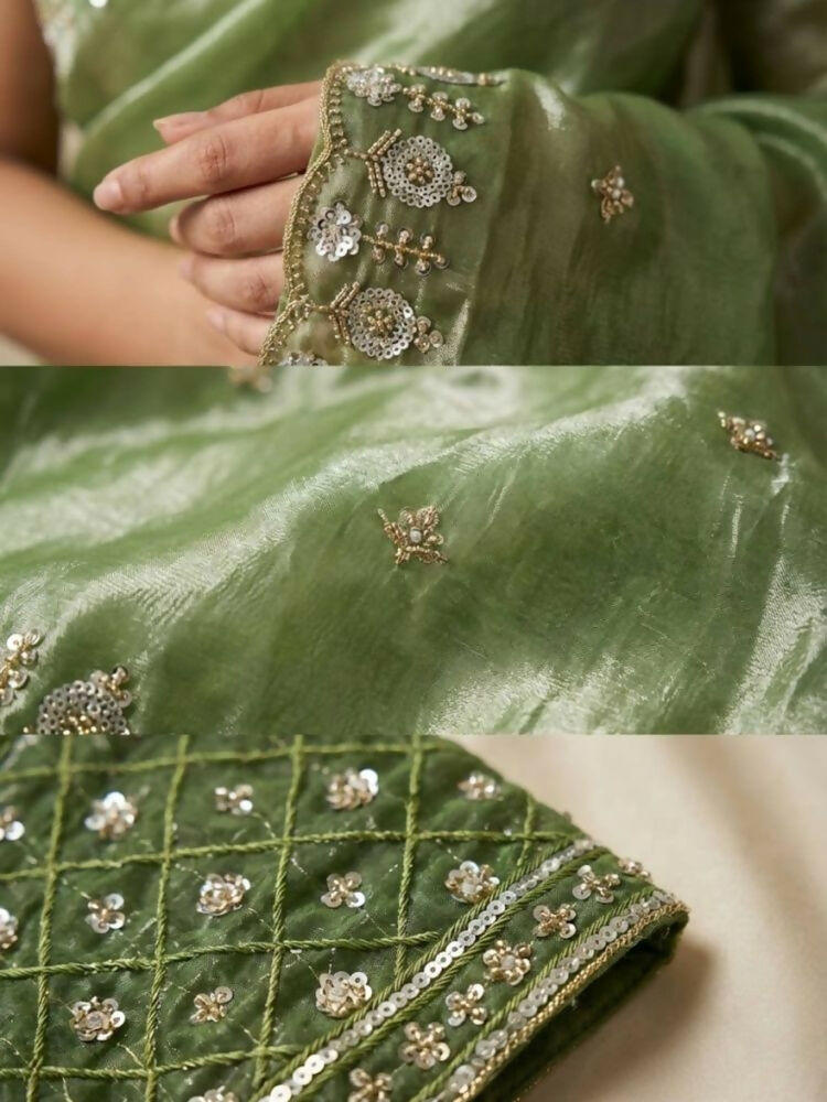 Joban Fashion Mehndi Fandy Satin Silk Party Wear Sarees - Distacart