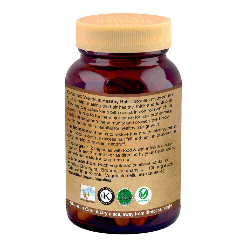 Organic Wellness Healthy Hair Vegetarian Capsules - Distacart