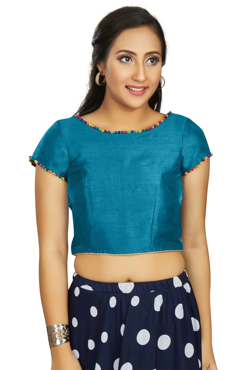 Aastha Fashion Women's Firozi Art Silk Designer Party Wear Readymade Blouse