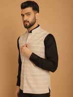 Even Apparels Nehru Jacket With Welt Pockets - Beige