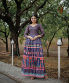 Aayaa Pure Chanderi Gown With Heavy Digital Print - Multi Color - Distacart