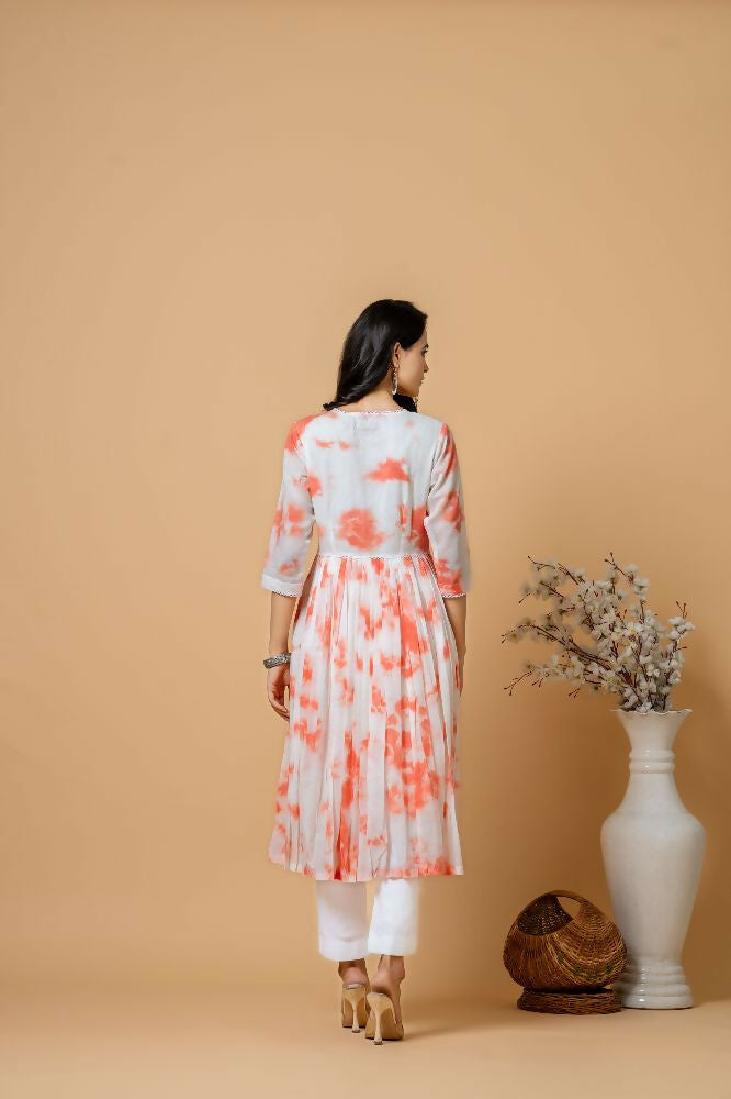 Joban Fashion Peach Tie & Dye Kurta Pant Set - Distacart