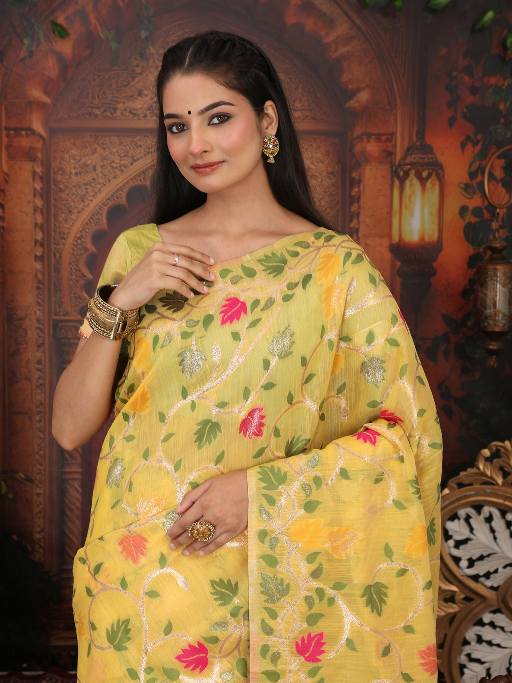 Shree Shyam Fashion Linen Cotton White Saree - Distacart