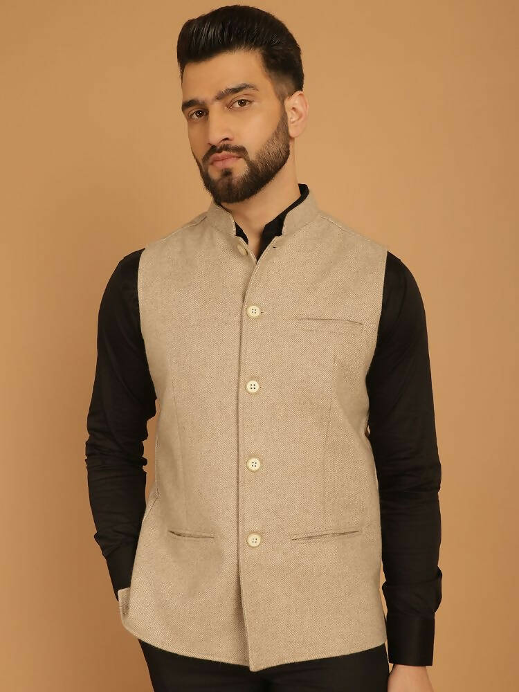Even Apparels Pure Wool Nehru Jacket - Off White