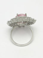NVR Women's Pink & Silver CZ-Studded Handcrafted Adjustable Finger Ring