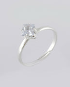 VOJ white CZ-detail Stainless Steel Cubic Zirconia Silver Plated adjustable finger Ring