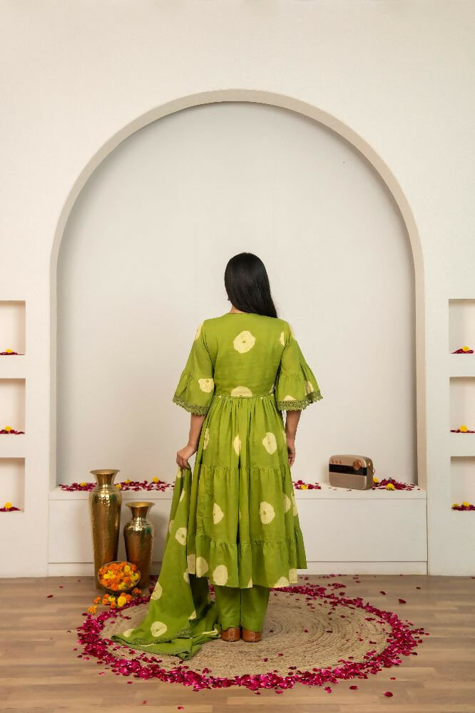 Joban Fashion Green Tie & Dye Cotton Suit Set - Distacart
