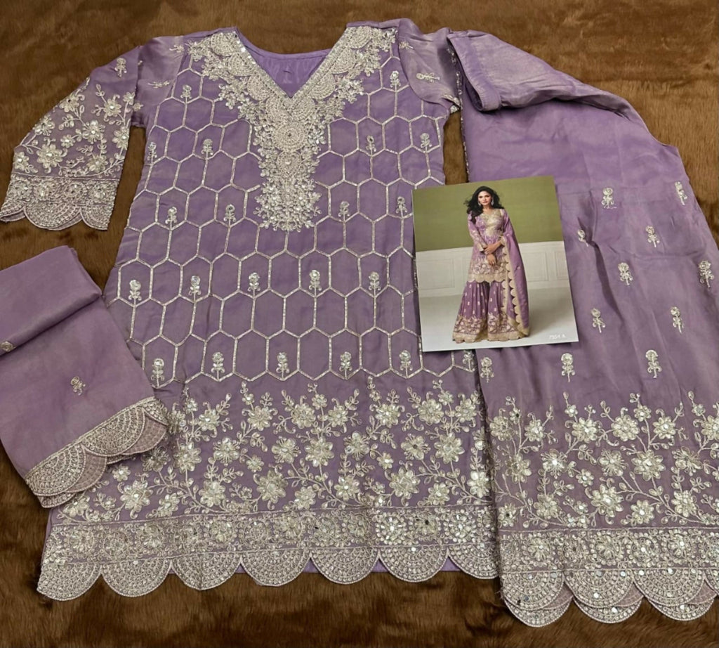 Anaita Purple Real Shimmer Readymade Suit with Embroidery & Real Mirror Work - Distacart