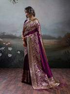 Shree Shyam Fashion Wine Silk Blend Saree - Distacart
