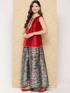 Ahalyaa Women's Traditional Wear Co-ods - Red - Distacart