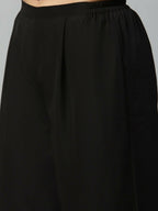 Ahalyaa Womens Black Crepe Printed Kurta Palazzo Set - Distacart