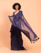 Suta Purple Woven Zari Striped Pure Handloom Cotton Saree - Distacart