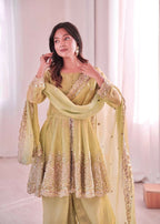 Teeya Creation Pista Color Fendy Satin Silk Embroidery Work Party Wear Salwar Suit - Distacart