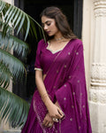Lorenvalley Wine Pure Chanderi Plain With Zari Weaving Work Border Lehenga Choli