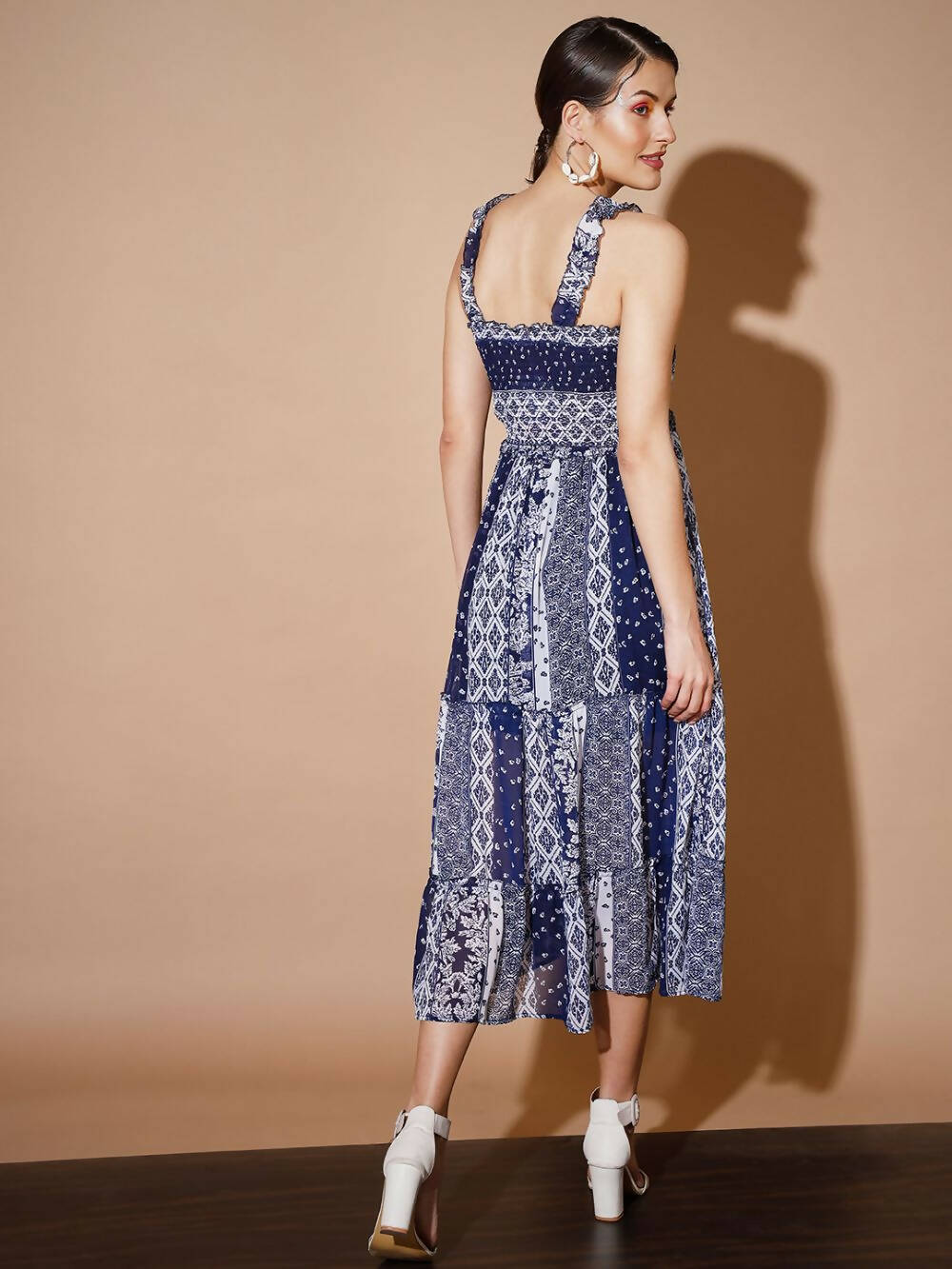 Myshka Women Blue Geometric Dresses - Distacart