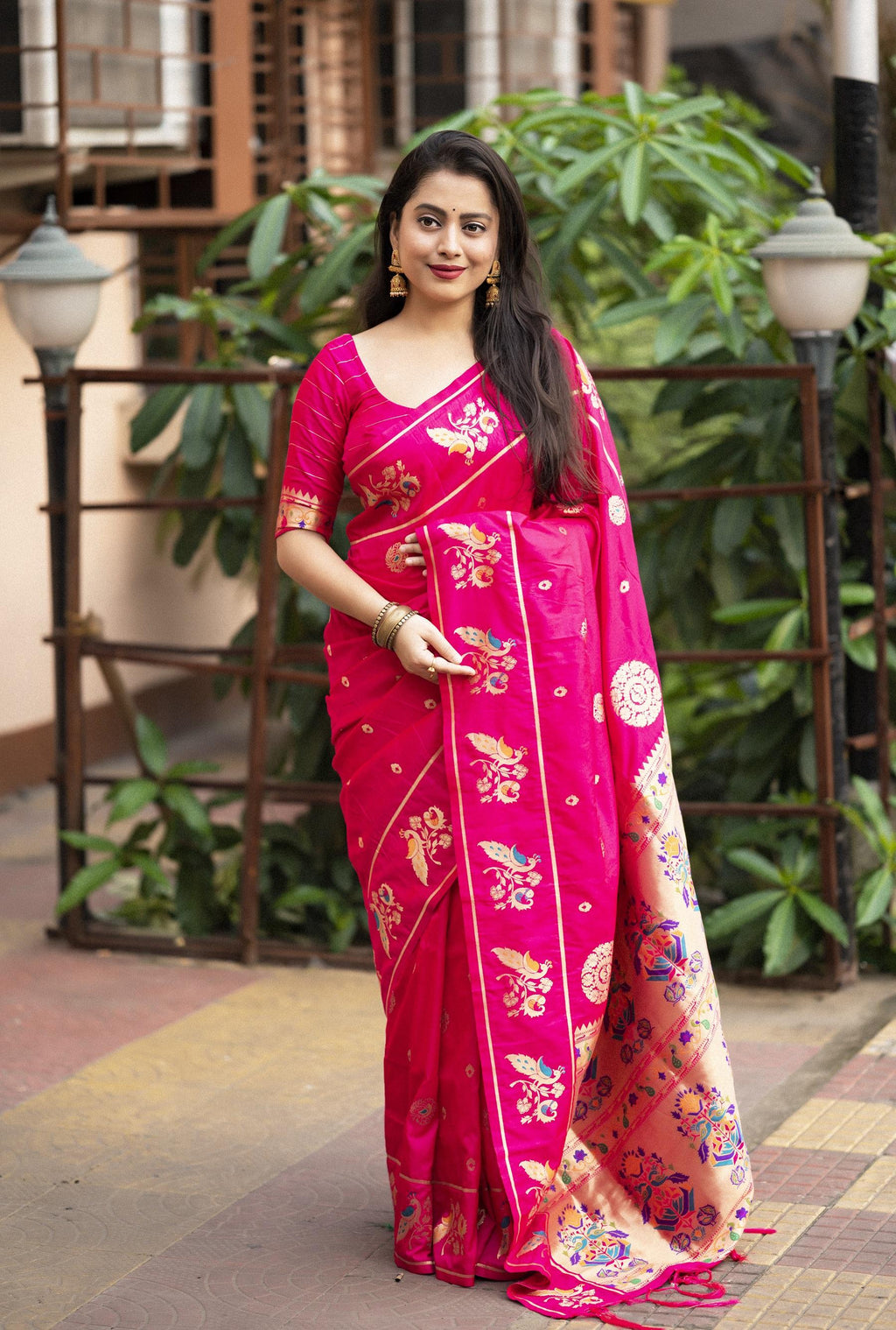 Rani Pure Silk Woven Design Saree with Unstitched Blouse - Hiral Fashion