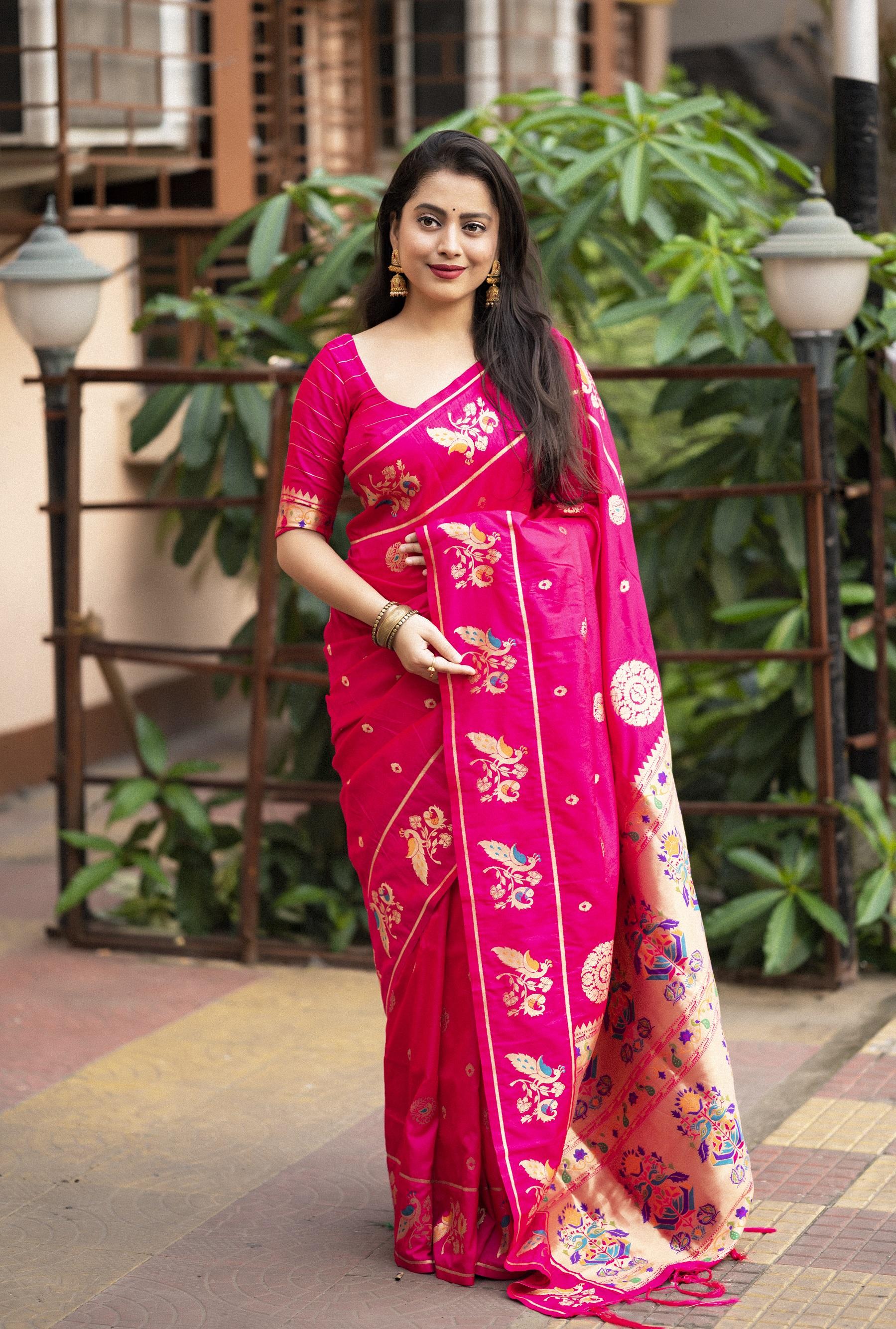 Rani Pure Silk Woven Design Saree with Unstitched Blouse - Hiral Fashion