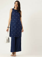 Joban Fashion Navy Blue Rayon and Embroidered Work Straight Kurta Bottom Set