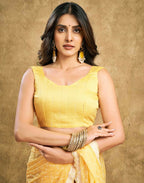 Joban Fashion Chiffon Light Yellow & White Printed Saree - Distacart