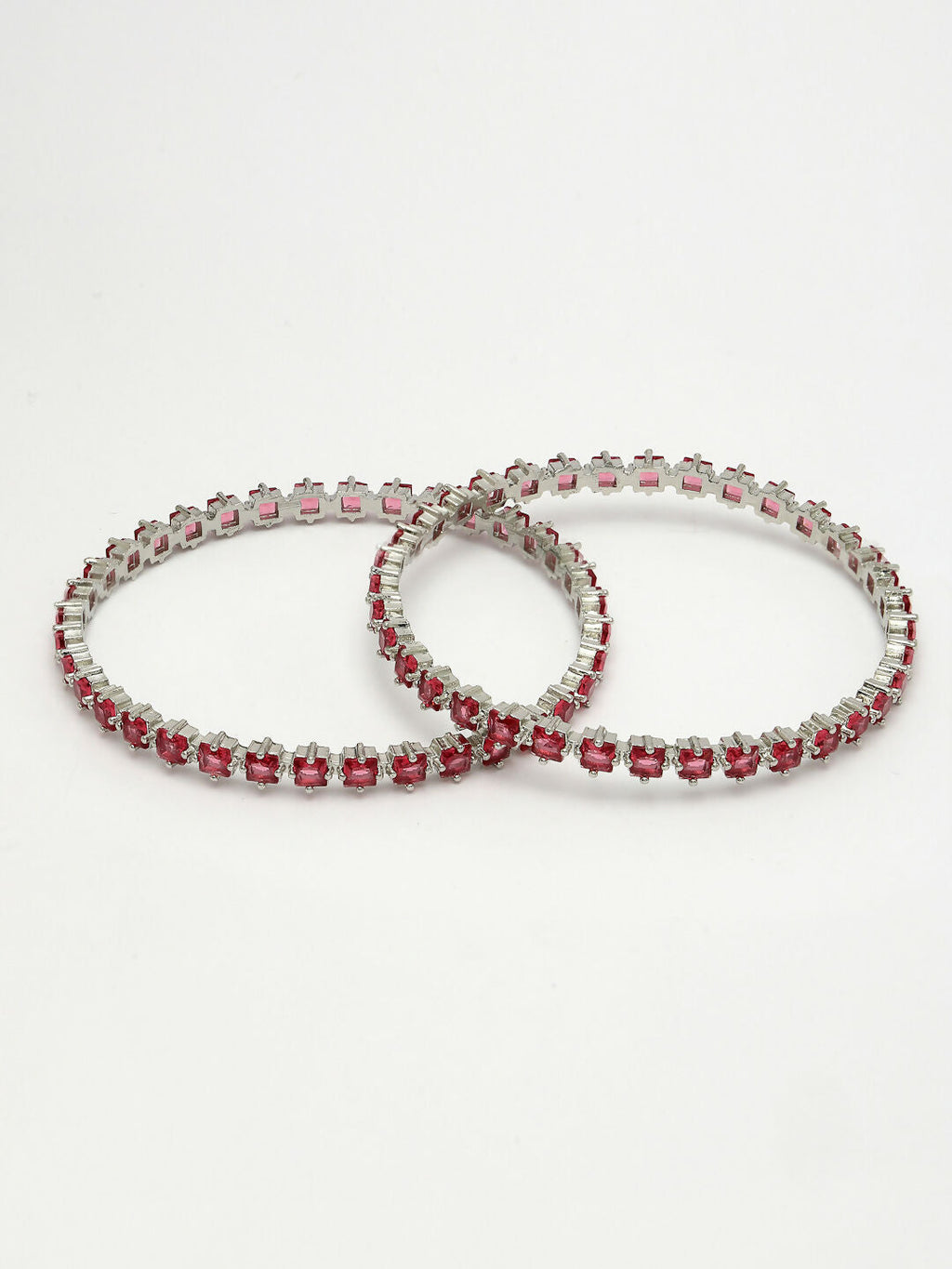 NVR Women's Set of 2 Pink CZ Stone-Studded Handcrafted Bangles - Distacart